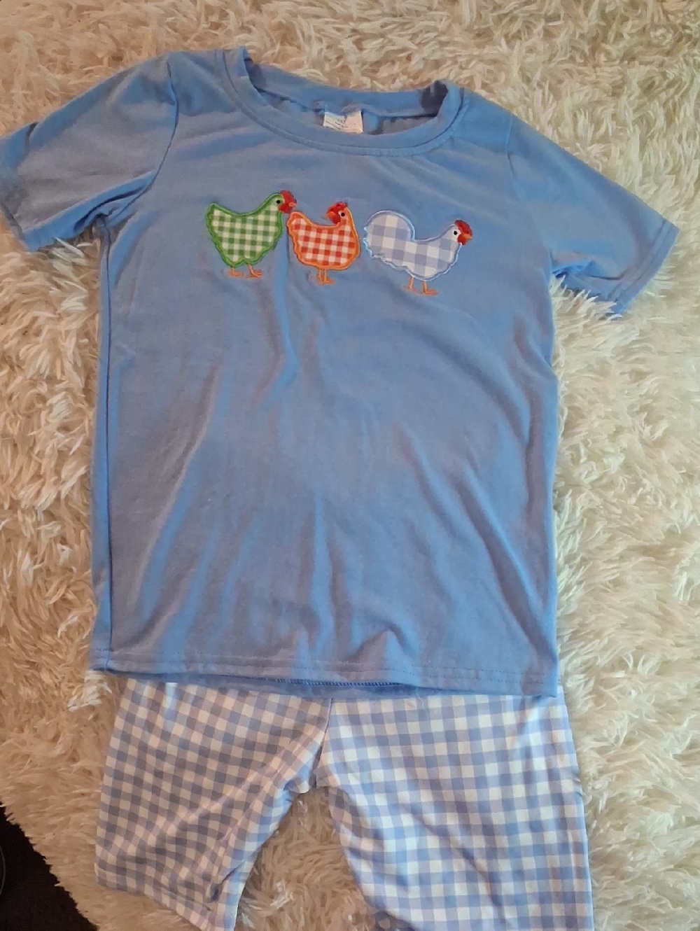 Boys Size 2Xl 6-7  Blue Chicken Boutique Outfit.